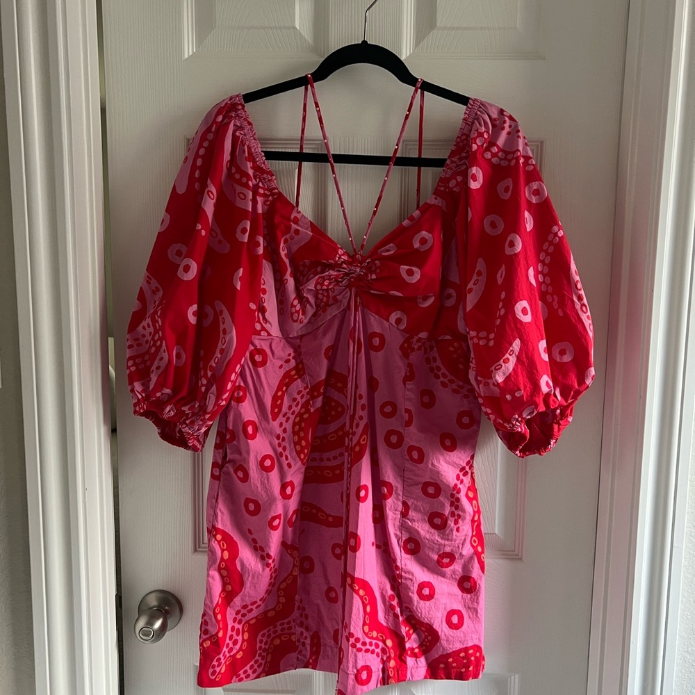 FARM Rio Red and Pink Mini Dress